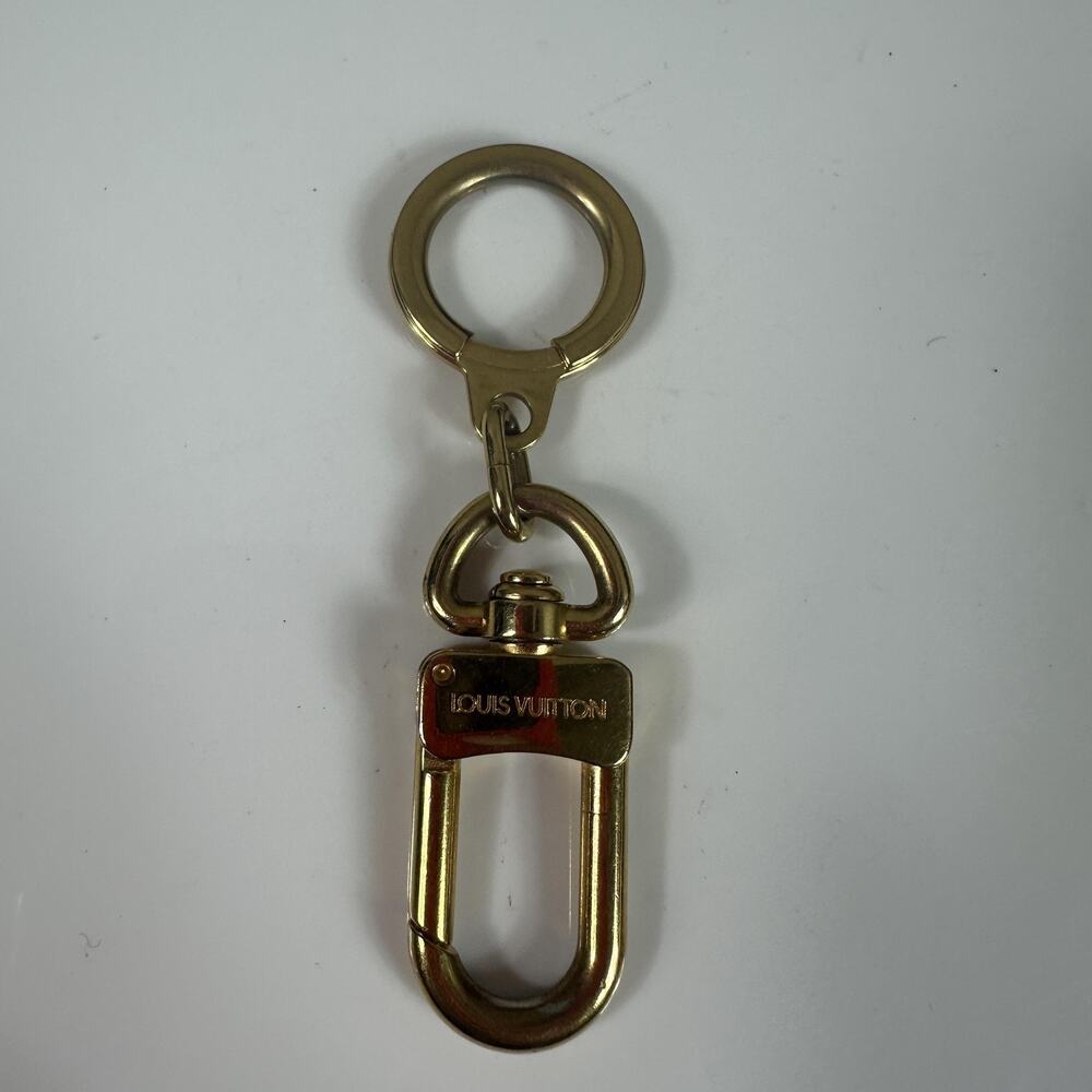 Louis Vuitton Logo Gold Metal Keychain Bag Charm Carabiner Clip Made In France